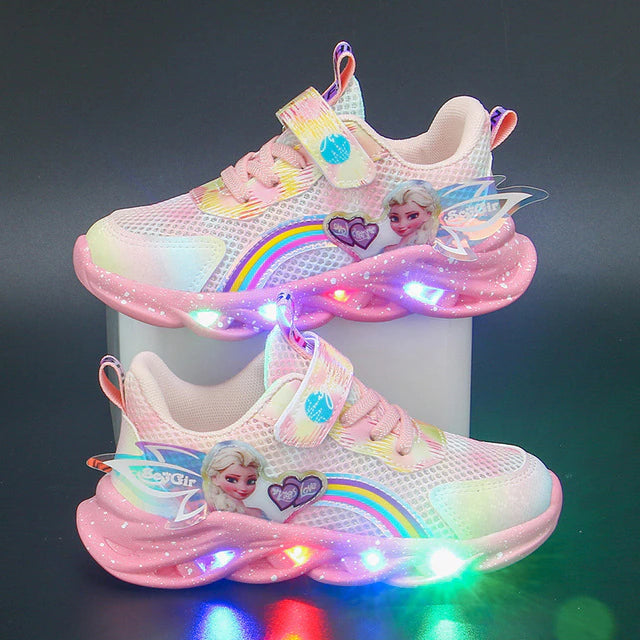 Disney Cartoon Frozen 2 Girls Shoes LED Up Sneakers – LIKIDSWORLD